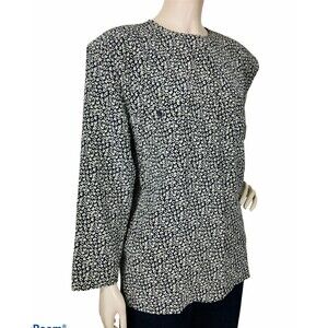 Vintage 100% Silk Western Horseshoe Print Bergdorf Goodman Secretary Blouse Sz 6